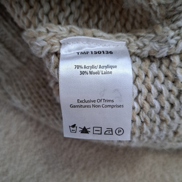 Triple Five Soul Cardigan Men's Medium Sweater Oatmeal Beige Grey Knit - Picture 8 of 13